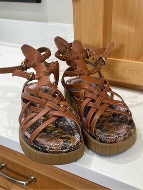 Sam Edelman Brown Braided Strappy Platform Sandals